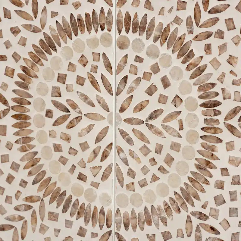 Armoire de rangement florale bohème blanche et marron rustique
