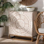 Armoire de rangement florale bohème blanche et marron rustique