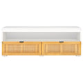 Meuble TV 2 tiroirs 1 étagère, Blanc/Noir/Naturel, Pour TV 55", 1 personne