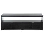 Meuble TV 2 tiroirs 1 étagère, Blanc/Noir/Naturel, Pour TV 55", 1 personne