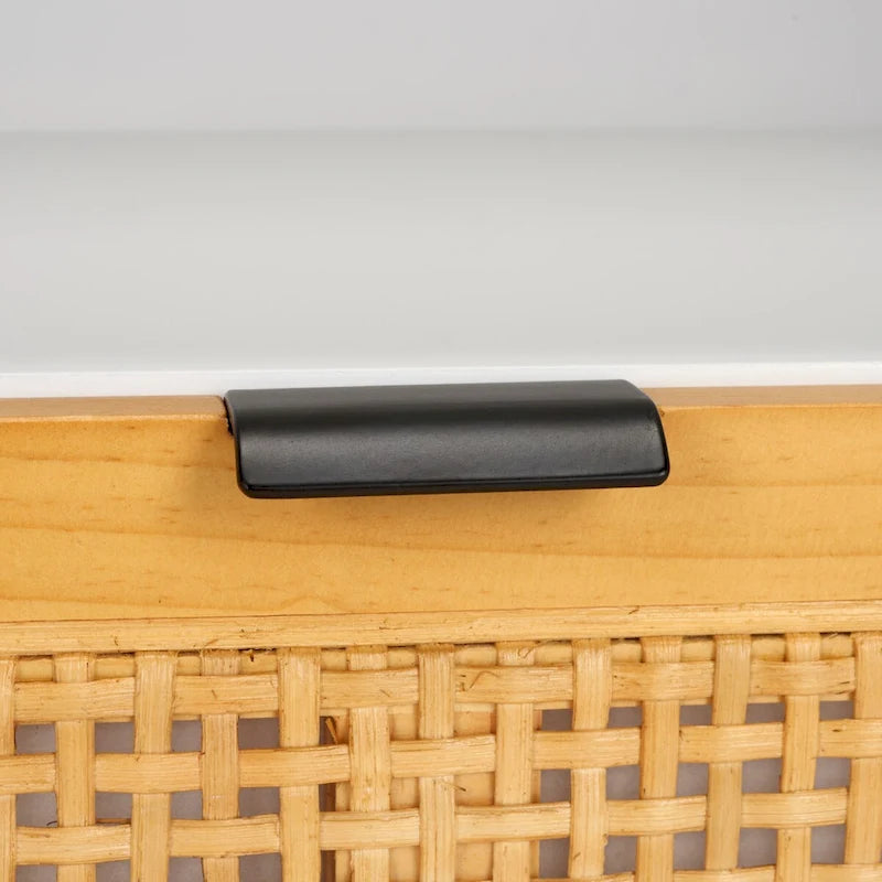 Meuble TV 2 tiroirs 1 étagère, Blanc/Noir/Naturel, Pour TV 55", 1 personne