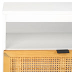 Meuble TV 2 tiroirs 1 étagère, Blanc/Noir/Naturel, Pour TV 55", 1 personne