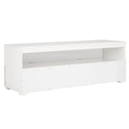 Meuble TV 2 tiroirs 1 étagère, Blanc/Noir/Naturel, Pour TV 55", 1 personne