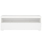 Meuble TV 2 tiroirs 1 étagère, Blanc/Noir/Naturel, Pour TV 55", 1 personne