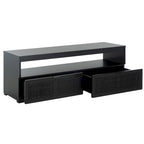 Meuble TV 2 tiroirs 1 étagère, Blanc/Noir/Naturel, Pour TV 55", 1 personne