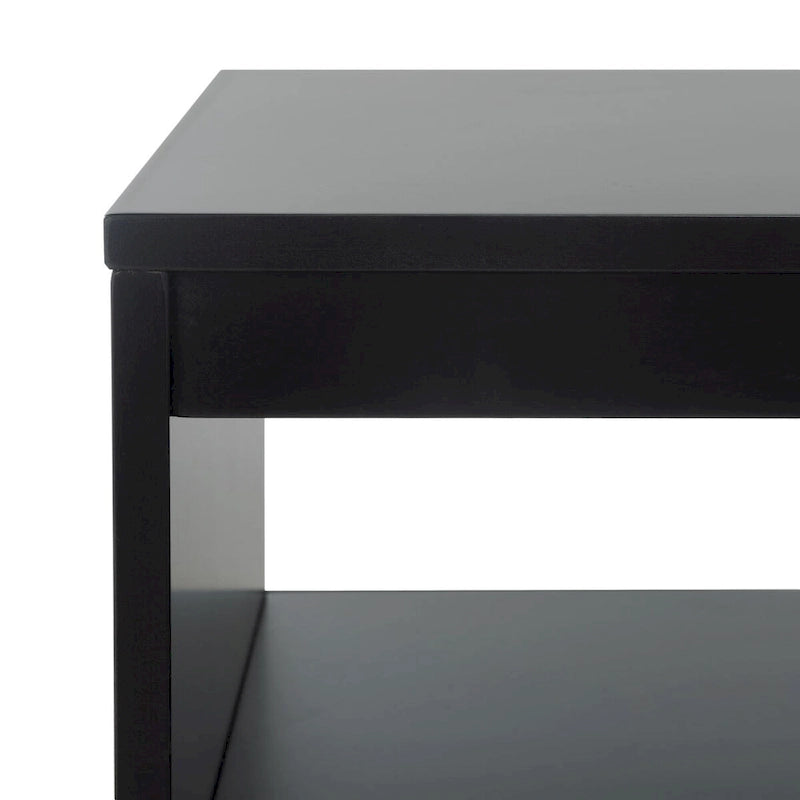 Meuble TV 2 tiroirs 1 étagère, Blanc/Noir/Naturel, Pour TV 55", 1 personne