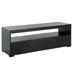Meuble TV 2 tiroirs 1 étagère, Blanc/Noir/Naturel, Pour TV 55", 1 personne