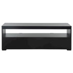 Meuble TV 2 tiroirs 1 étagère, Blanc/Noir/Naturel, Pour TV 55", 1 personne