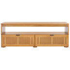 Meuble TV 2 tiroirs 1 étagère, Blanc/Noir/Naturel, Pour TV 55", 1 personne