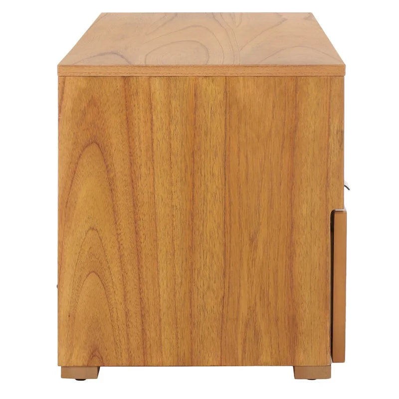 Meuble TV 2 tiroirs 1 étagère, Blanc/Noir/Naturel, Pour TV 55", 1 personne