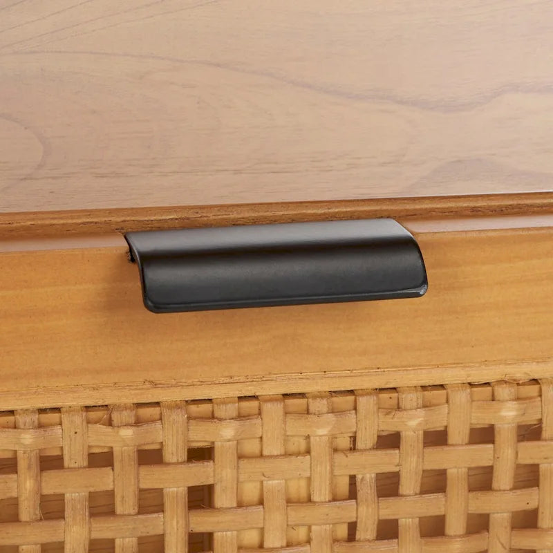 Meuble TV 2 tiroirs 1 étagère, Blanc/Noir/Naturel, Pour TV 55", 1 personne