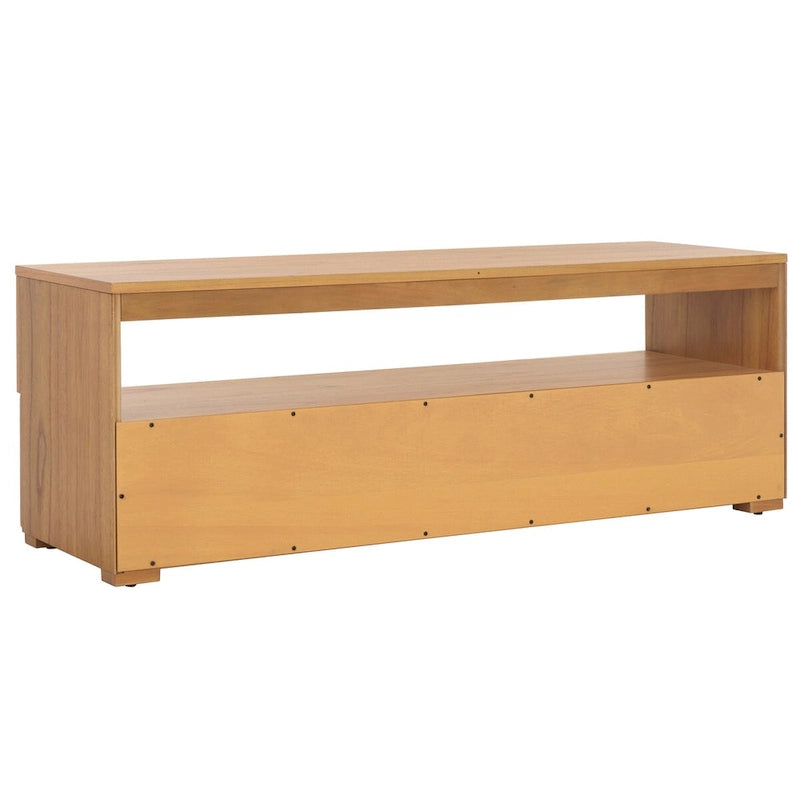 Meuble TV 2 tiroirs 1 étagère, Blanc/Noir/Naturel, Pour TV 55", 1 personne