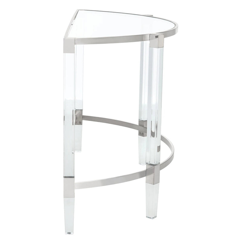 Console de demilune en acrylique argenté — 1 personne