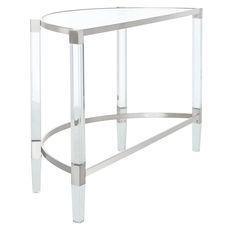 Console de demilune en acrylique argenté — 1 personne