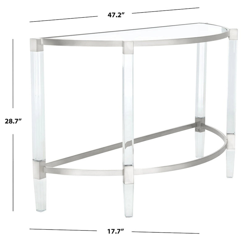 Console de demilune en acrylique argenté — 1 personne