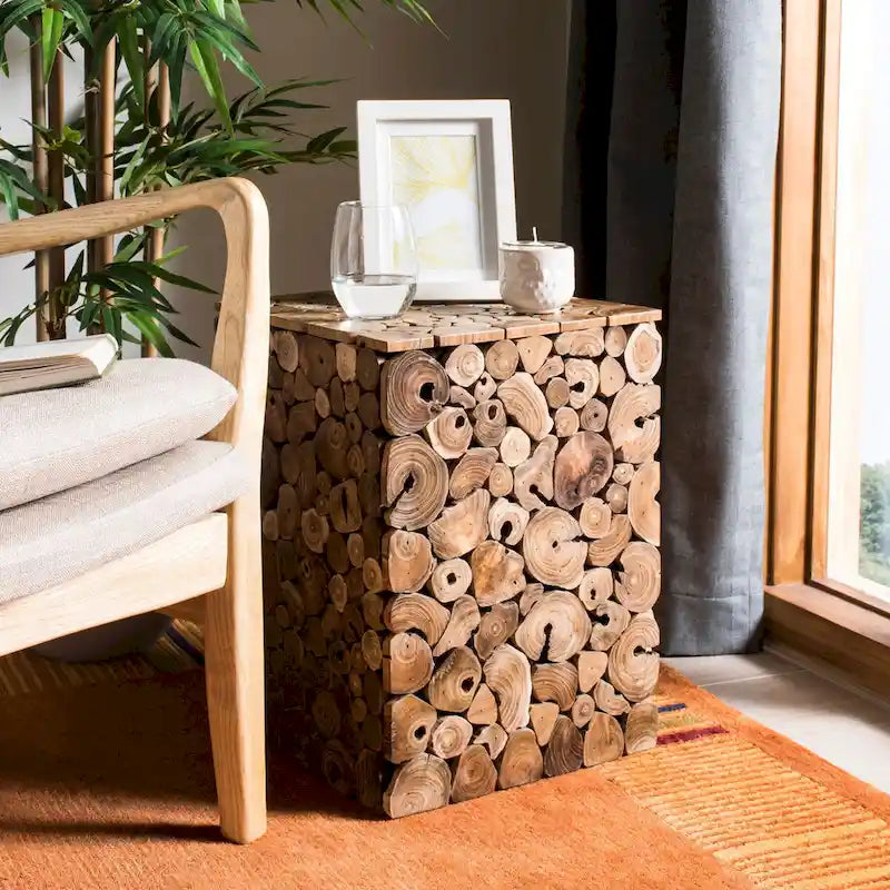 SAFAVIEH Iida Bali Black Stool - Natural - 13 x 13 x 18 - 13Wx13Dx18H