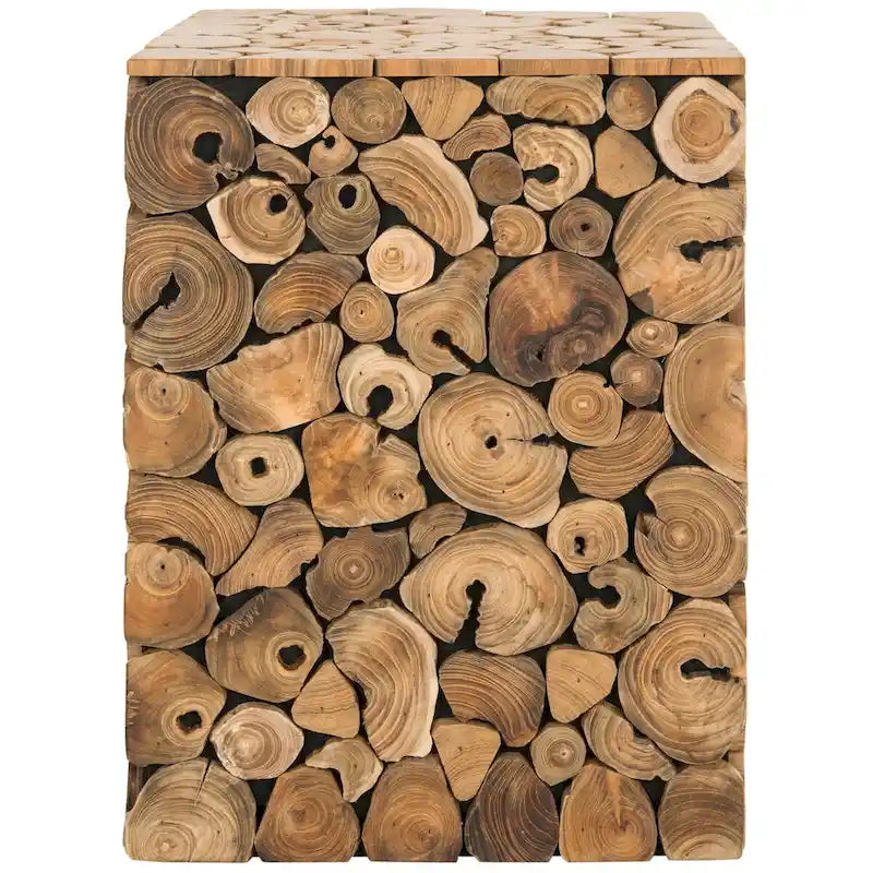 Tabouret / Table d'appoint en chêne clair naturel, 33 cm L × 33 cm P × 46 cm H
