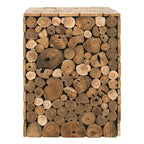 Tabouret / Table d'appoint en chêne clair naturel, 33 cm L × 33 cm P × 46 cm H