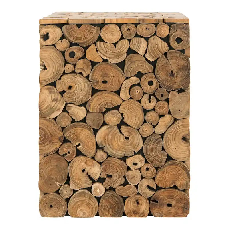 Tabouret / Table d'appoint en chêne clair naturel, 33 cm L × 33 cm P × 46 cm H