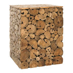 Tabouret / Table d'appoint en chêne clair naturel, 33 cm L × 33 cm P × 46 cm H
