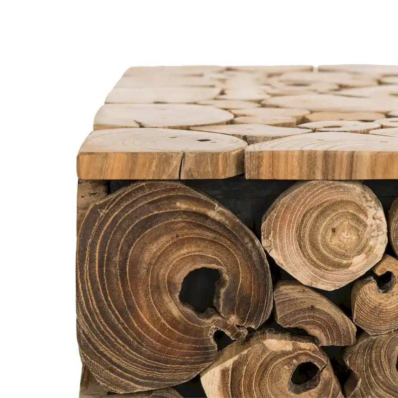 Tabouret / Table d'appoint en chêne clair naturel, 33 cm L × 33 cm P × 46 cm H