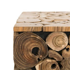 Tabouret / Table d'appoint en chêne clair naturel, 33 cm L × 33 cm P × 46 cm H