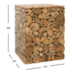 Tabouret / Table d'appoint en chêne clair naturel, 33 cm L × 33 cm P × 46 cm H