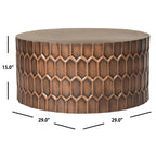 Table Basse Ronde en Cuivre Antique, Motif Nid d'Abeille, 1 Personne