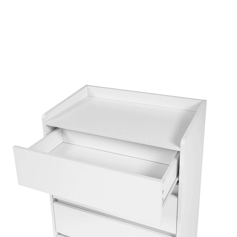Commode blanche à 4 tiroirs, sans poignée, étanche, pour chambre à coucher