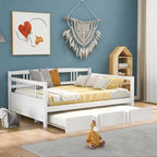 Lit de repos pleine grandeur expresso/blanc/gris avec lit gigogne double — 2 places et 2 couchages