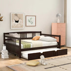 Lit de repos pleine grandeur expresso/blanc/gris avec lit gigogne double — 2 places et 2 couchages
