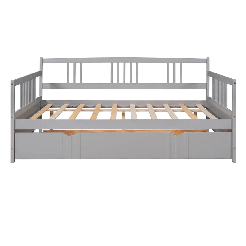 Lit de repos pleine grandeur expresso/blanc/gris avec lit gigogne double — 2 places et 2 couchages