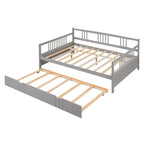 Lit de repos pleine grandeur expresso/blanc/gris avec lit gigogne double — 2 places et 2 couchages