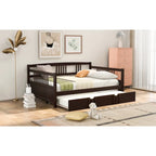 Lit de repos pleine grandeur expresso/blanc/gris avec lit gigogne double — 2 places et 2 couchages