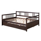 Lit de repos pleine grandeur expresso/blanc/gris avec lit gigogne double — 2 places et 2 couchages
