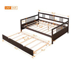 Lit de repos pleine grandeur expresso/blanc/gris avec lit gigogne double — 2 places et 2 couchages