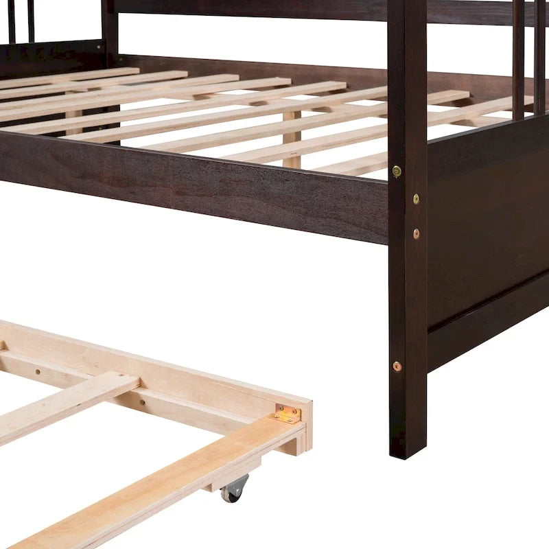 Lit de repos pleine grandeur expresso/blanc/gris avec lit gigogne double — 2 places et 2 couchages