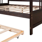Lit de repos pleine grandeur expresso/blanc/gris avec lit gigogne double — 2 places et 2 couchages