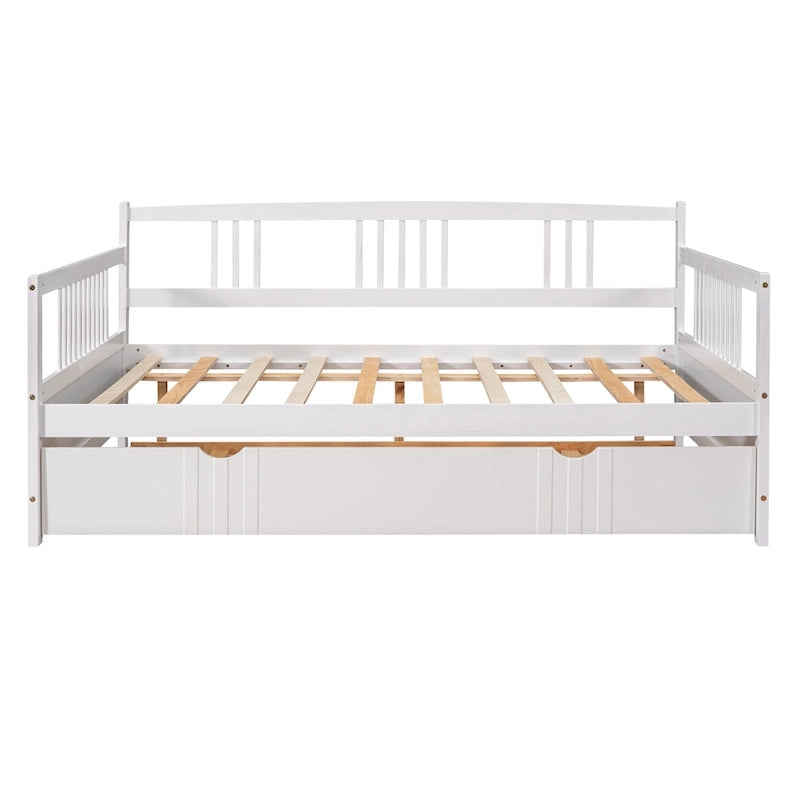 Lit de repos pleine grandeur expresso/blanc/gris avec lit gigogne double — 2 places et 2 couchages