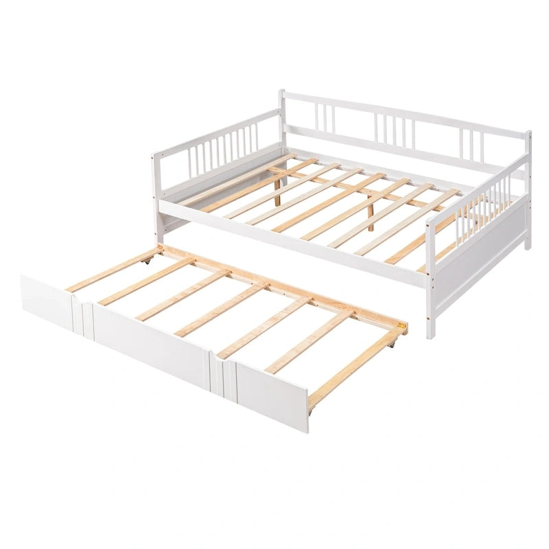 Lit de repos pleine grandeur expresso/blanc/gris avec lit gigogne double — 2 places et 2 couchages
