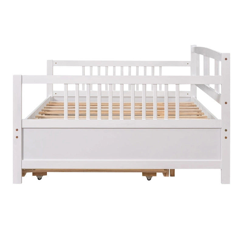 Lit de repos pleine grandeur expresso/blanc/gris avec lit gigogne double — 2 places et 2 couchages