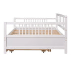 Lit de repos pleine grandeur expresso/blanc/gris avec lit gigogne double — 2 places et 2 couchages