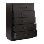 Ensemble de chambre principale 6 pièces finition anthracite Lit 2x Tables de chevet Commode Miroir Chiffonnier