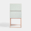 Table de chevet avec double tiroir en marbre de verre trempé pour chambre à coucher et salon