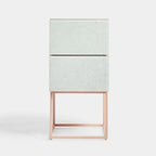 Table de chevet avec double tiroir en marbre de verre trempé pour chambre à coucher et salon