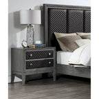 Ensemble de chambre 6 pièces en similicuir gris, très grand lit, très grand lit californien ou très grand lit américain, capacité de 6 personnes