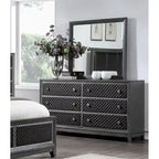 Ensemble de chambre 6 pièces en similicuir gris, très grand lit, très grand lit californien ou très grand lit américain, capacité de 6 personnes