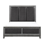 Ensemble de chambre 6 pièces en similicuir gris, très grand lit, très grand lit californien ou très grand lit américain, capacité de 6 personnes