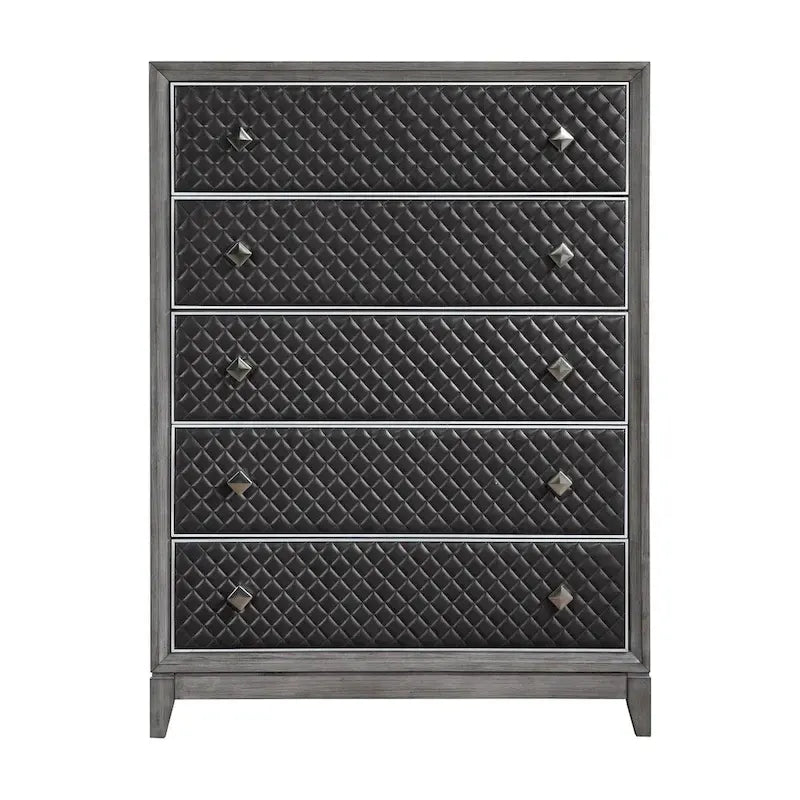 Ensemble de chambre 6 pièces en similicuir gris, très grand lit, très grand lit californien ou très grand lit américain, capacité de 6 personnes