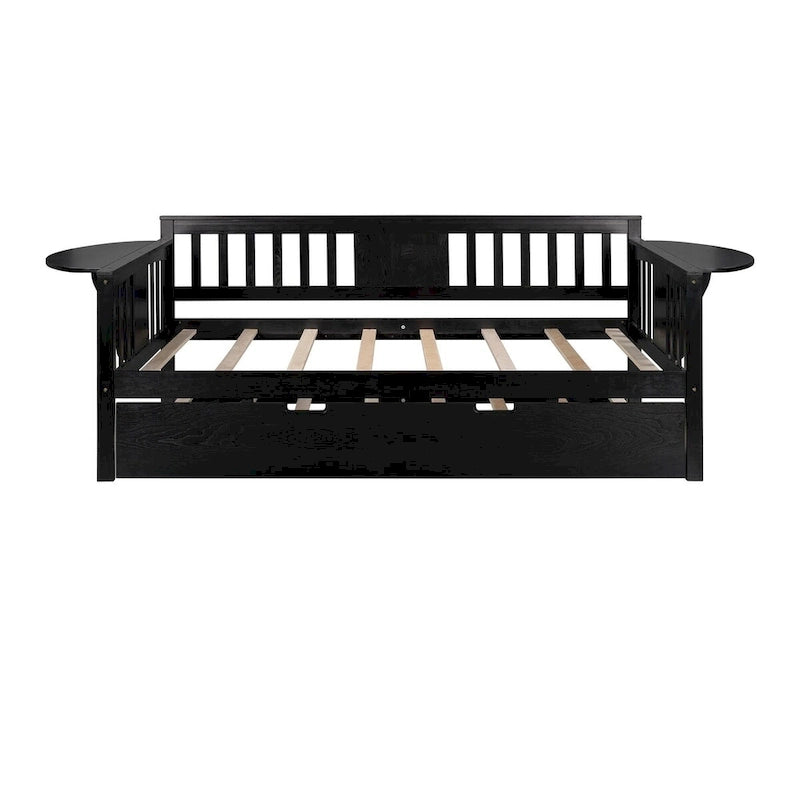 Lit de repos double Espresso avec lit gigogne escamotable, 2 places assises/couchages
